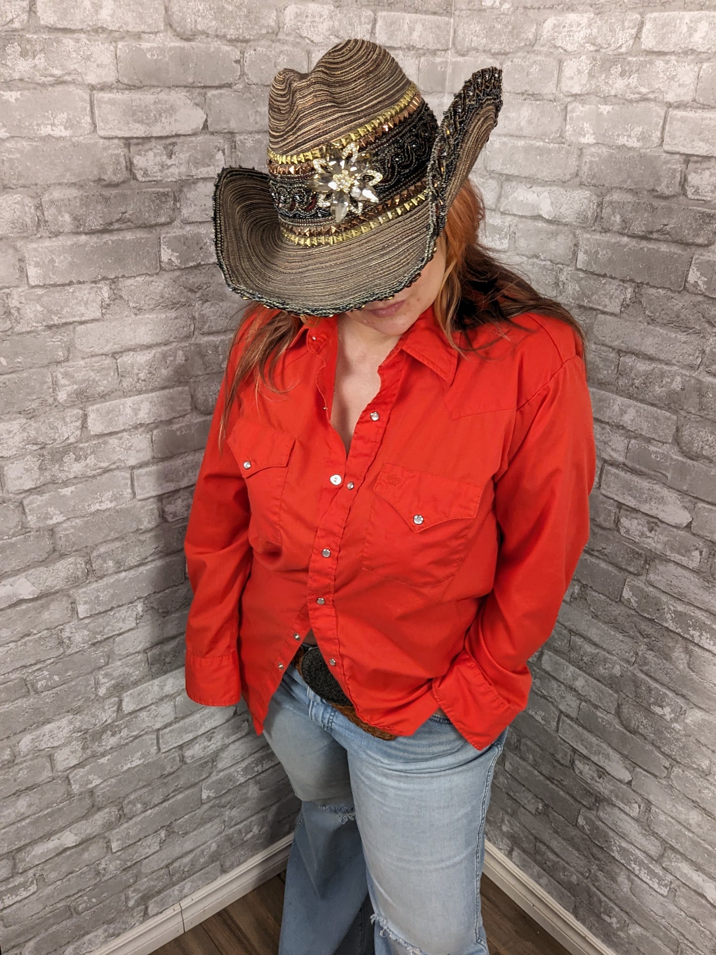 Vintage Whittall & Shon light brown western hat