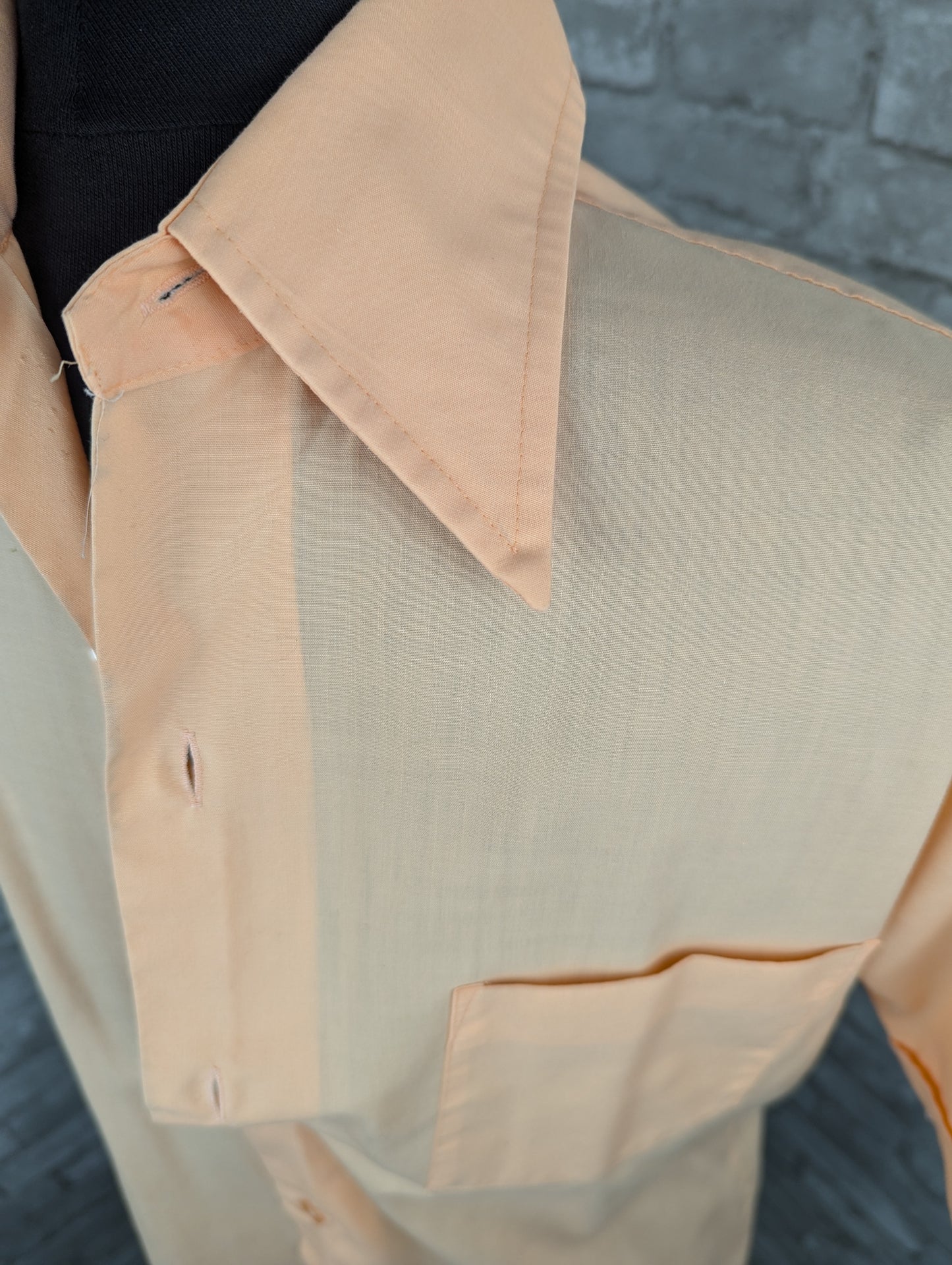 Vintage short sleeve Lucerne peach men's shirt