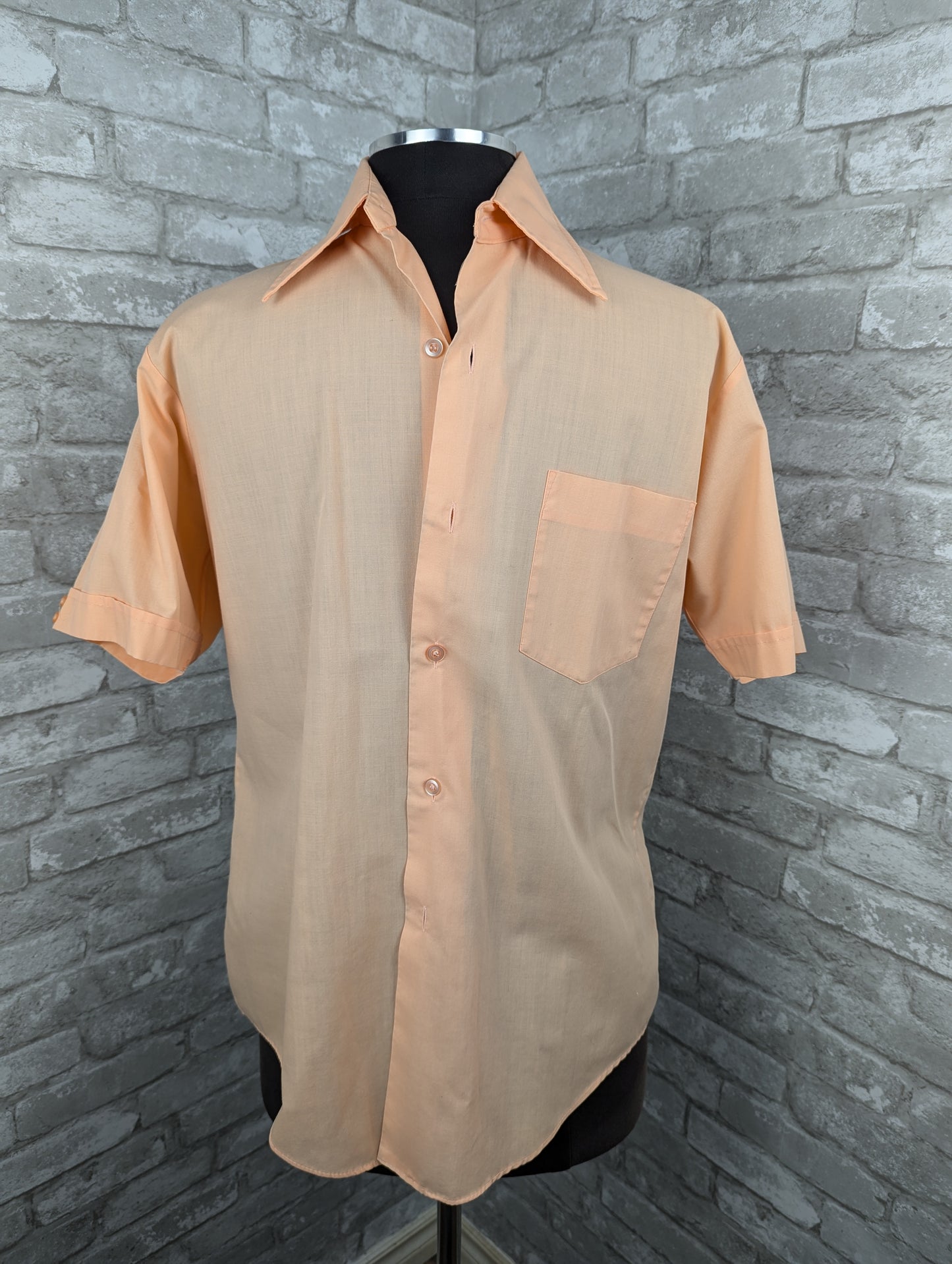 Vintage short sleeve Lucerne peach men's shirt