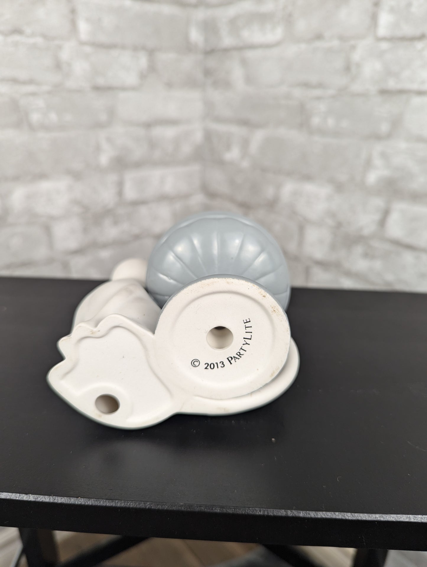 Partylite Garden Diva Holt Howard white cat & birdbath tea light candle holder