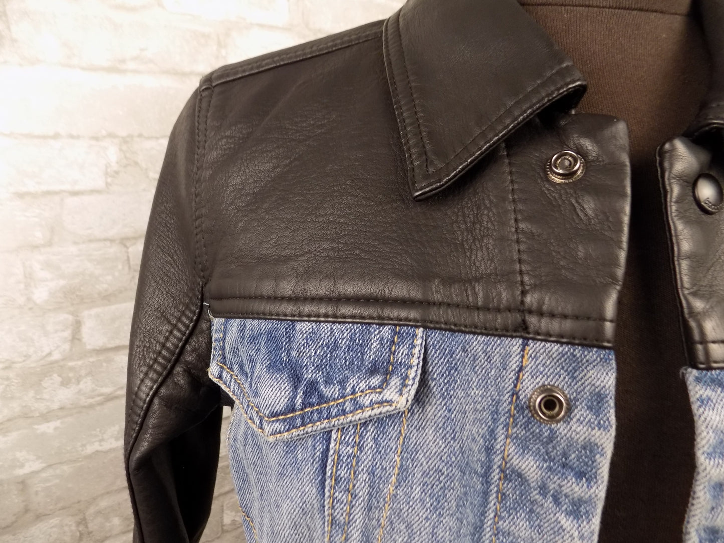 Vegan leather and jean jacket