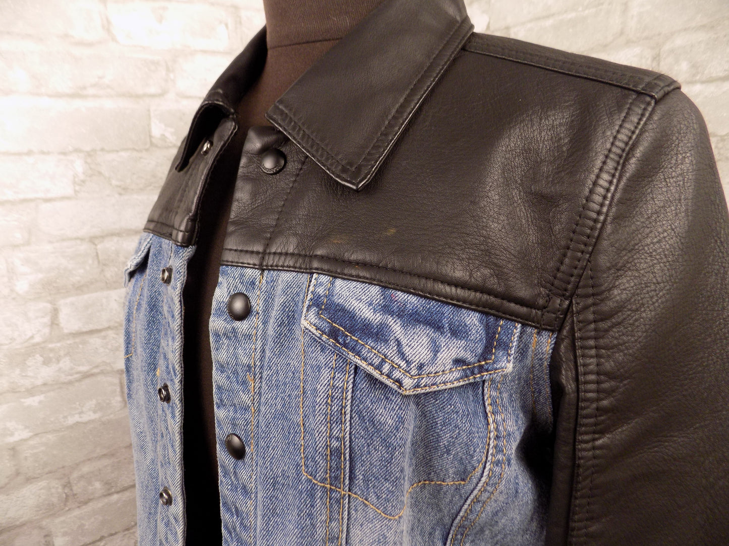 Vegan leather and jean jacket