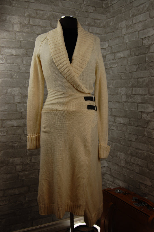 Vintage maxi ivory sweater duster sweater vest