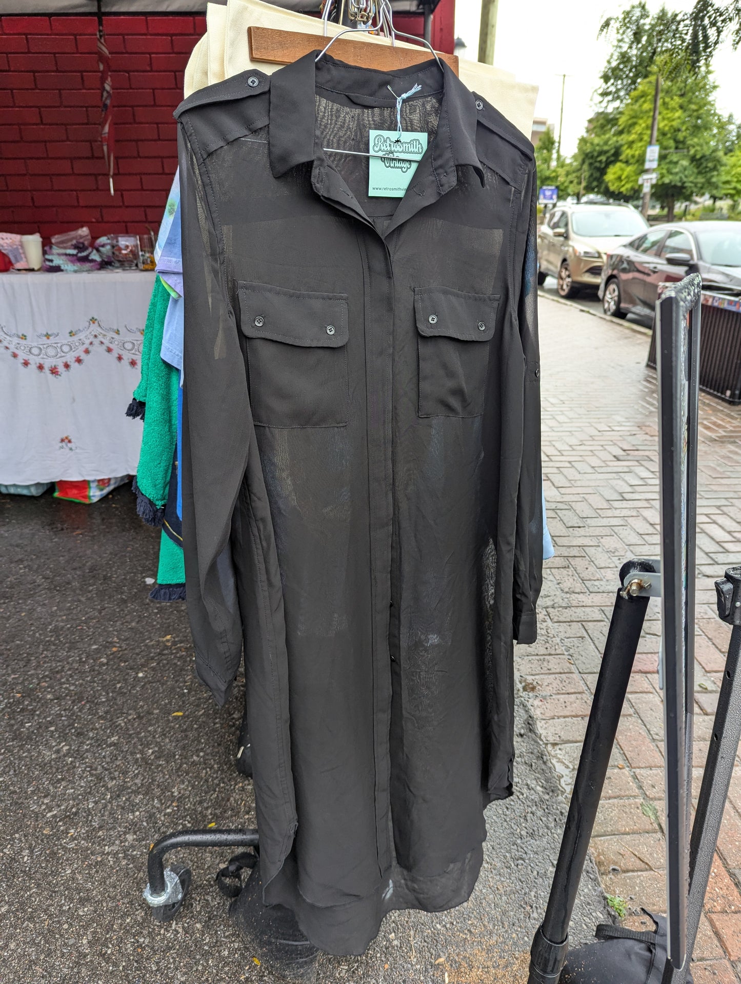 Sheer maxi length black shirt