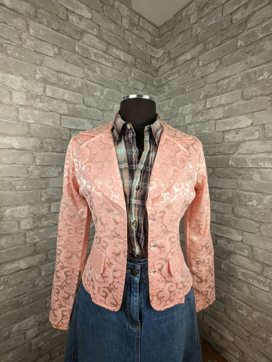 Vintage Pink brocade blazer jacket