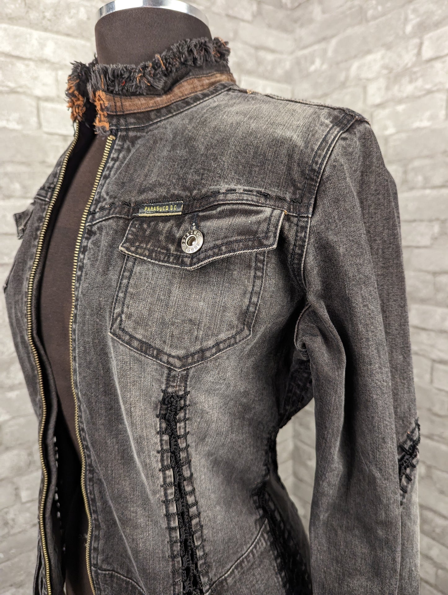 Vintage black denim jeans Parasuko jacket