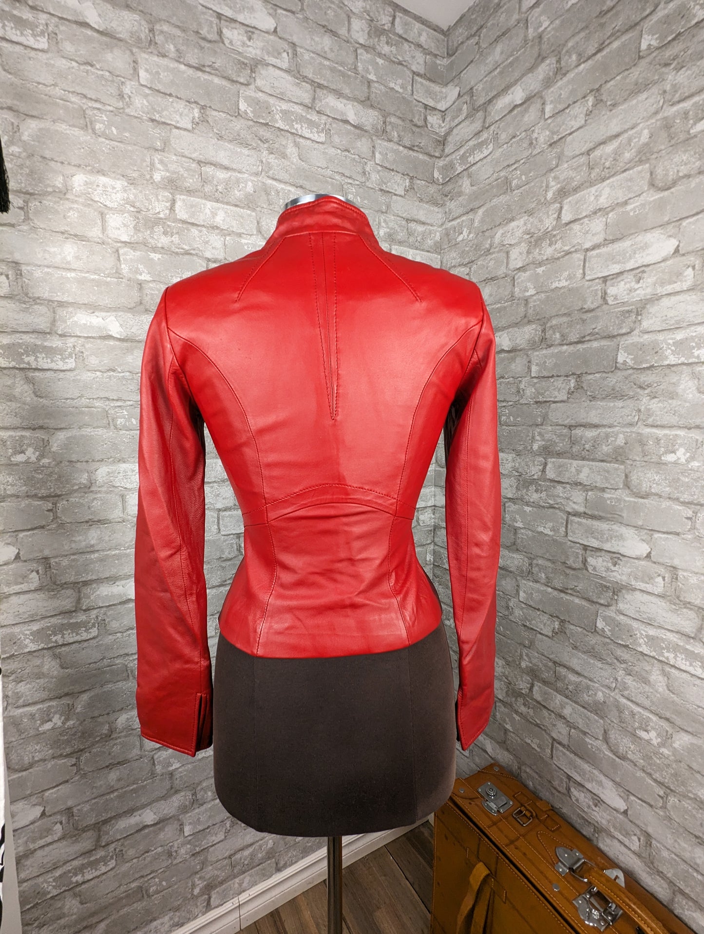 Vintage fitted red leather jacket