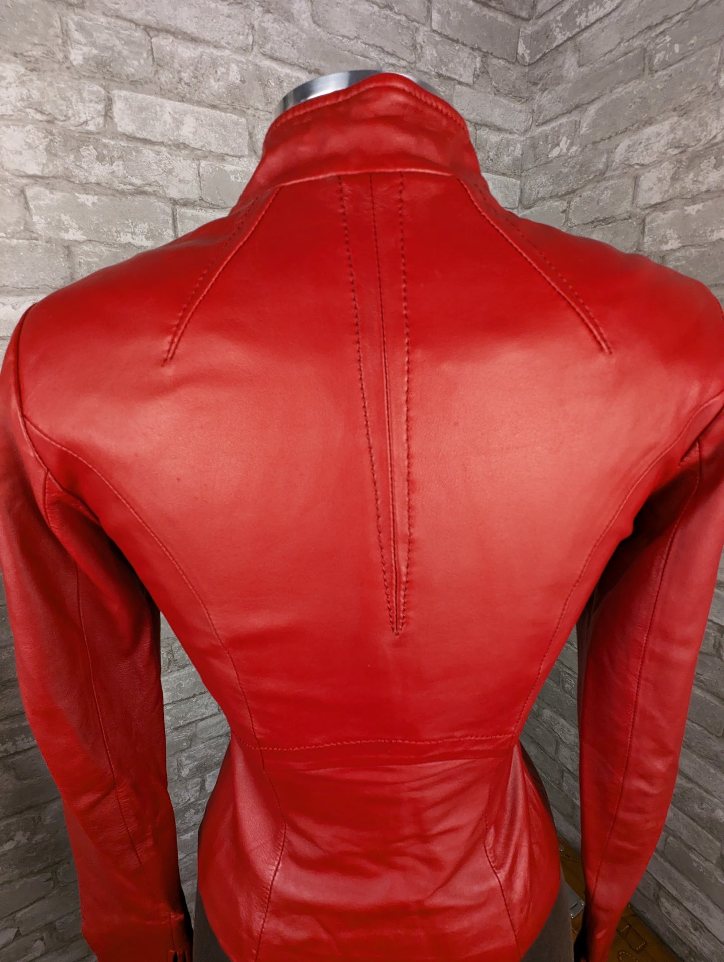 Vintage fitted red leather jacket