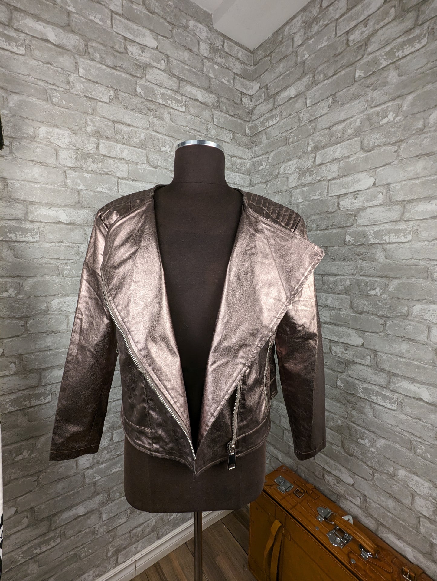 Suko Jeans rose gold perfecto moto jacket