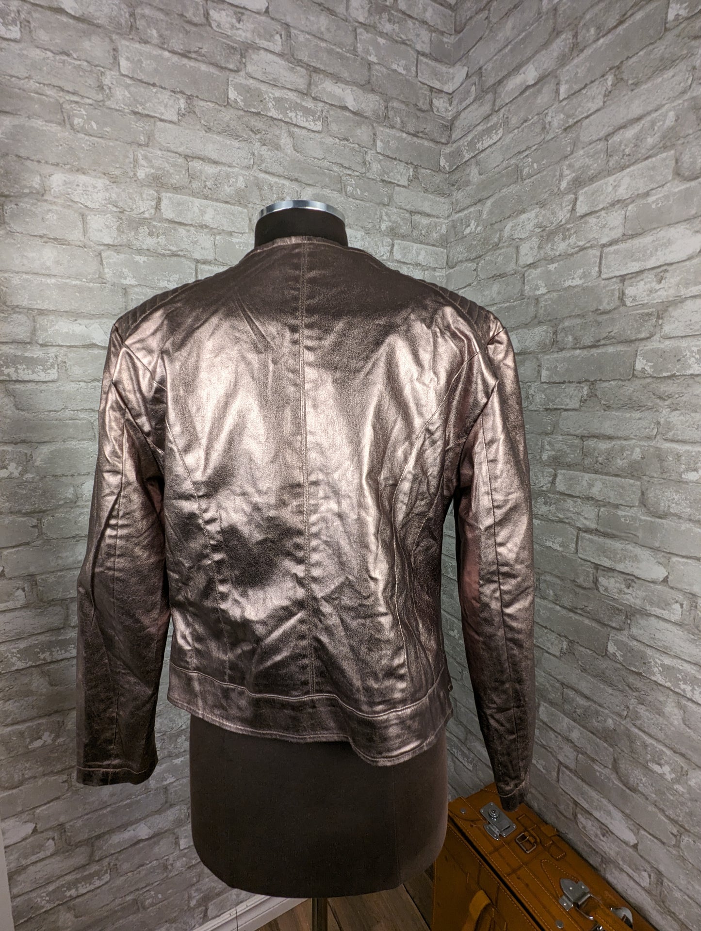 Suko Jeans rose gold perfecto moto jacket