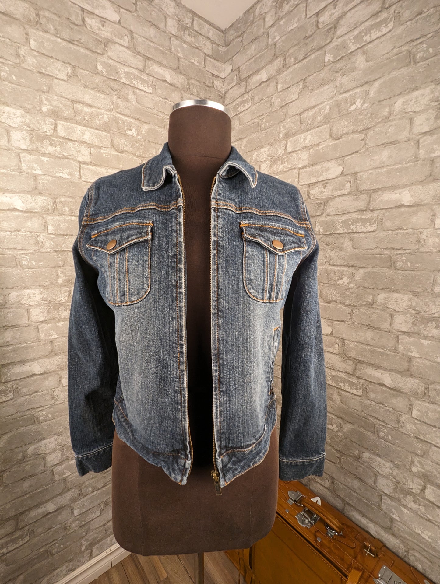 Zippered moto Jacob Y2K jean jacket