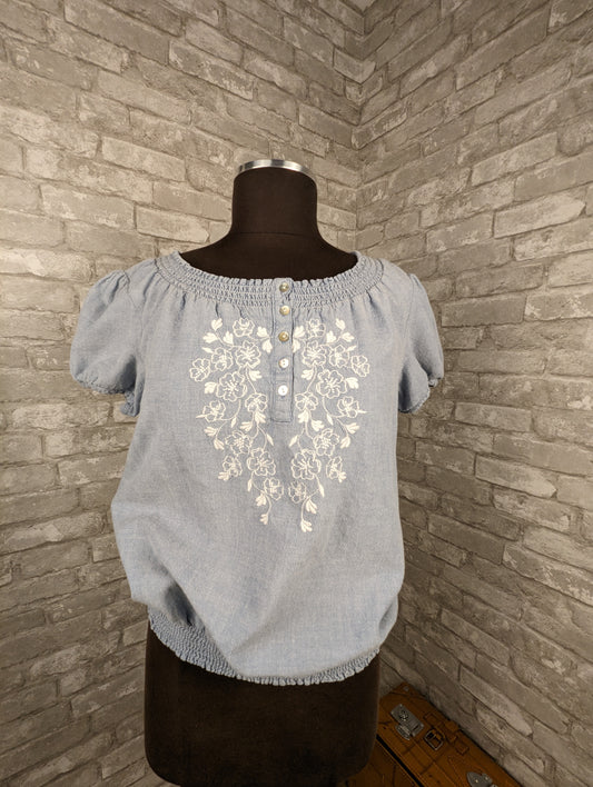 Chambray paysane blouse