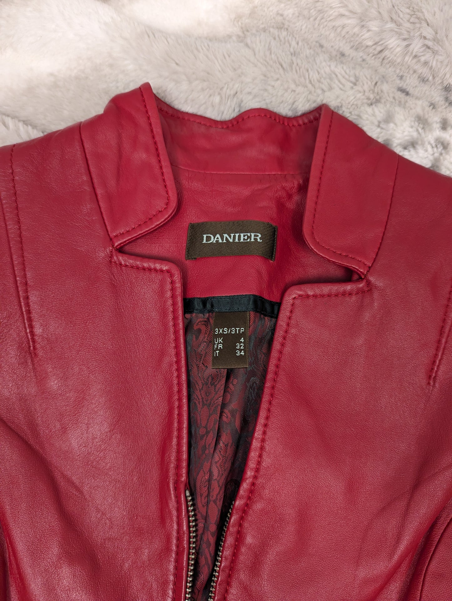 Vintage fitted red leather jacket