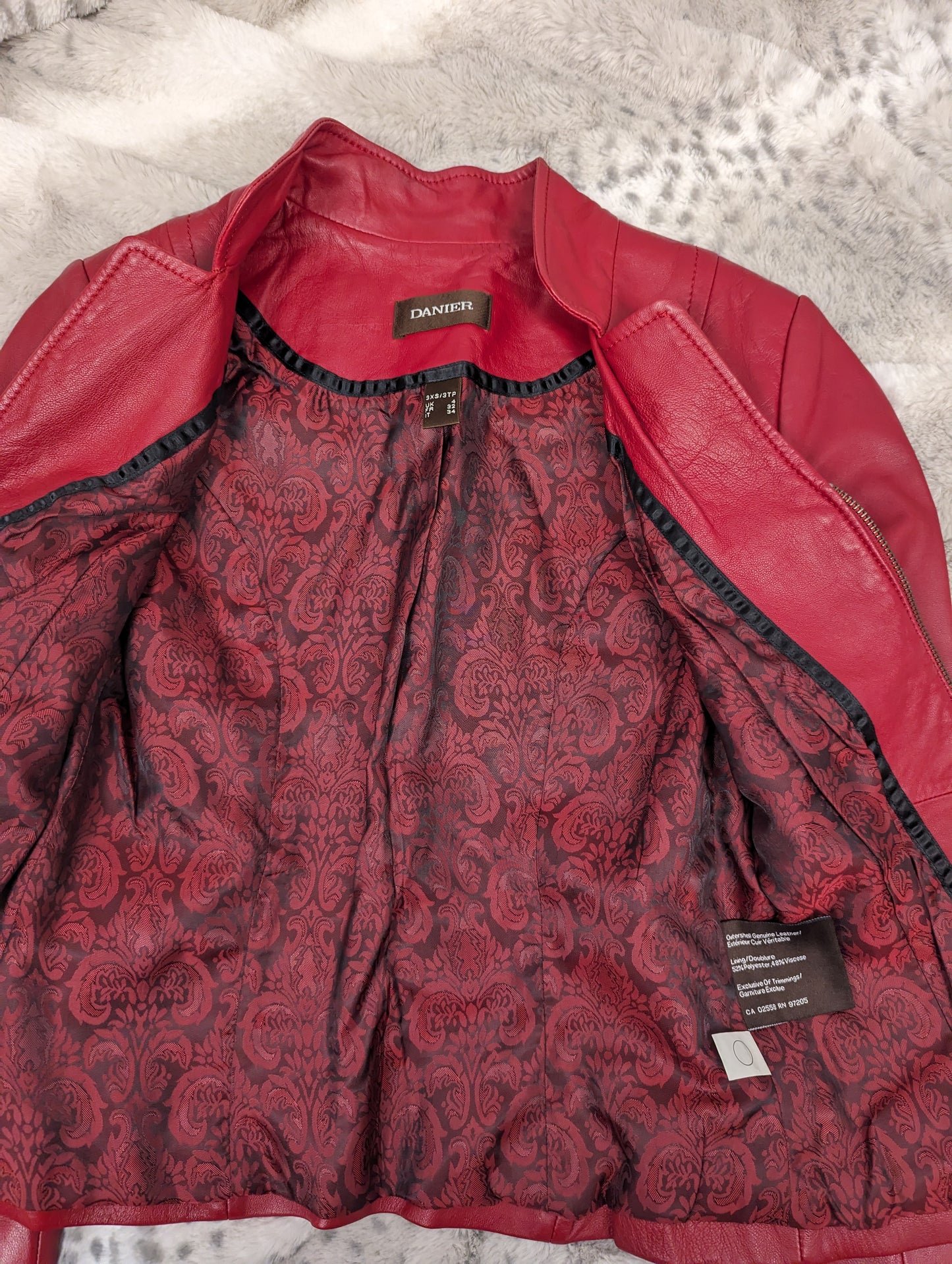 Vintage fitted red leather jacket