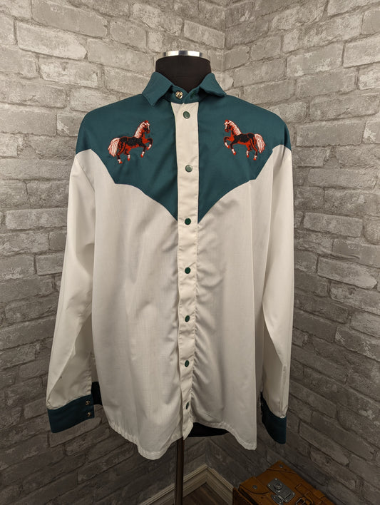 Vintage embroidered stallion western shirt