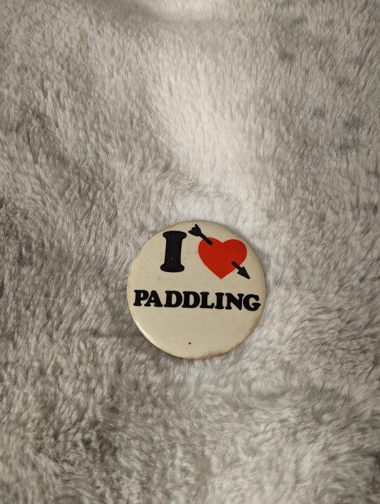 I (heart) Paddling vintage button