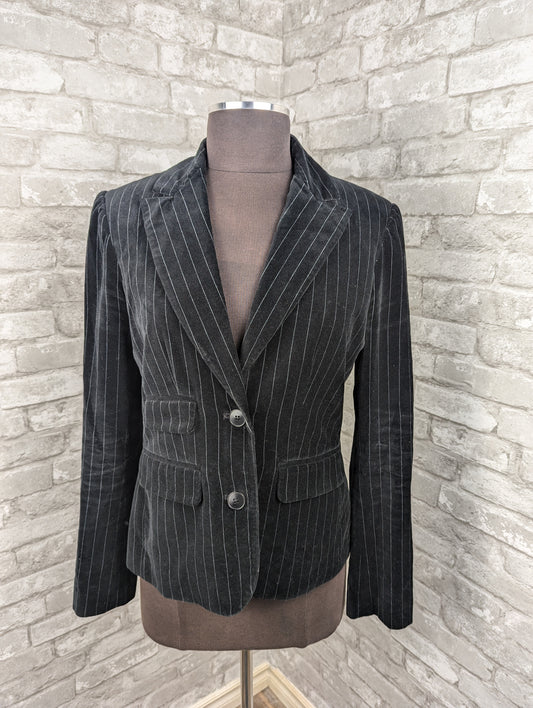 Vintage pinstripe velvet navy blue blazer jacket