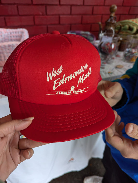 Vintage 80's West Edmonton Mall red truck hat