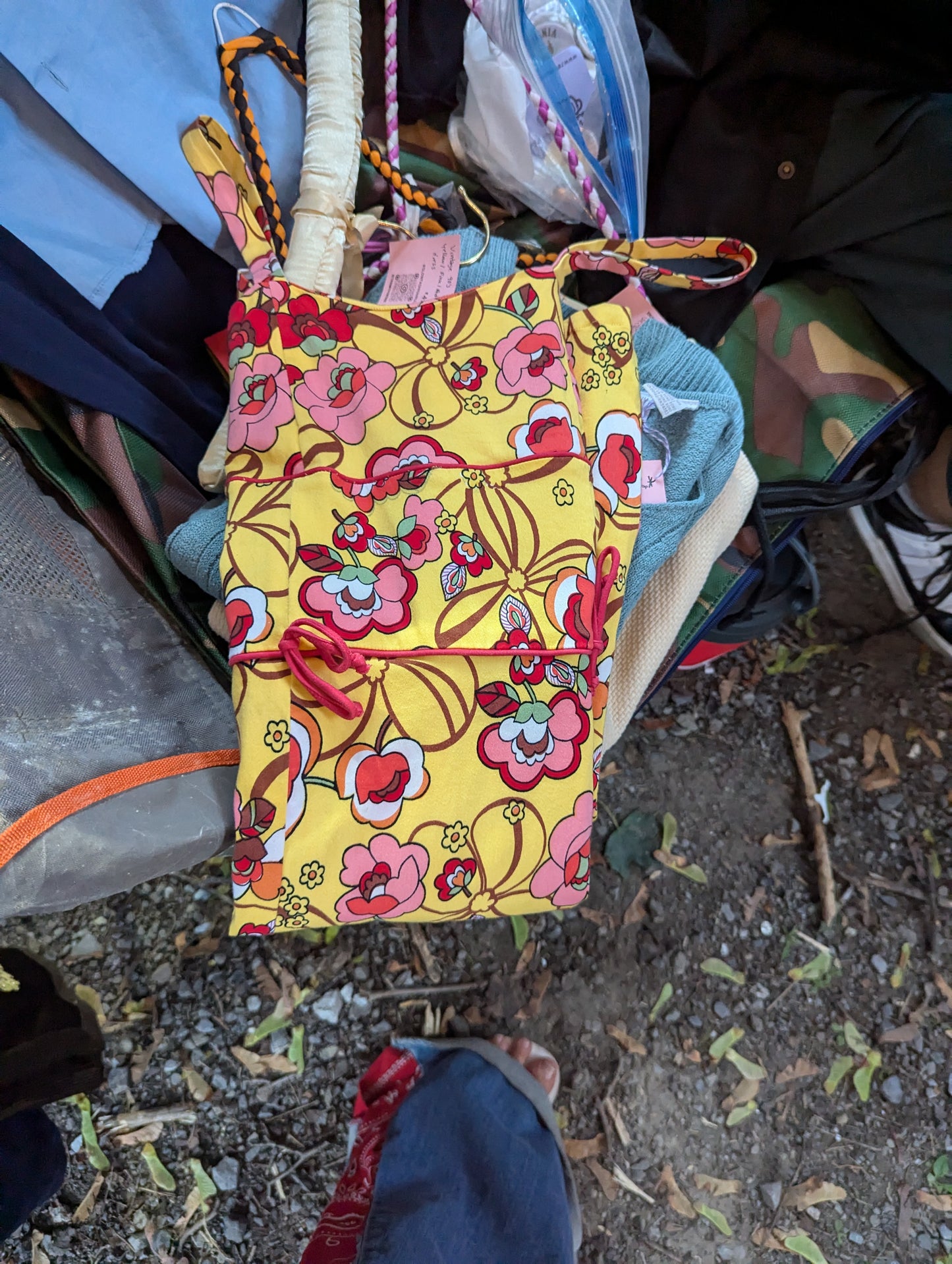 Vintage 90's floral yellow, pink and red dress