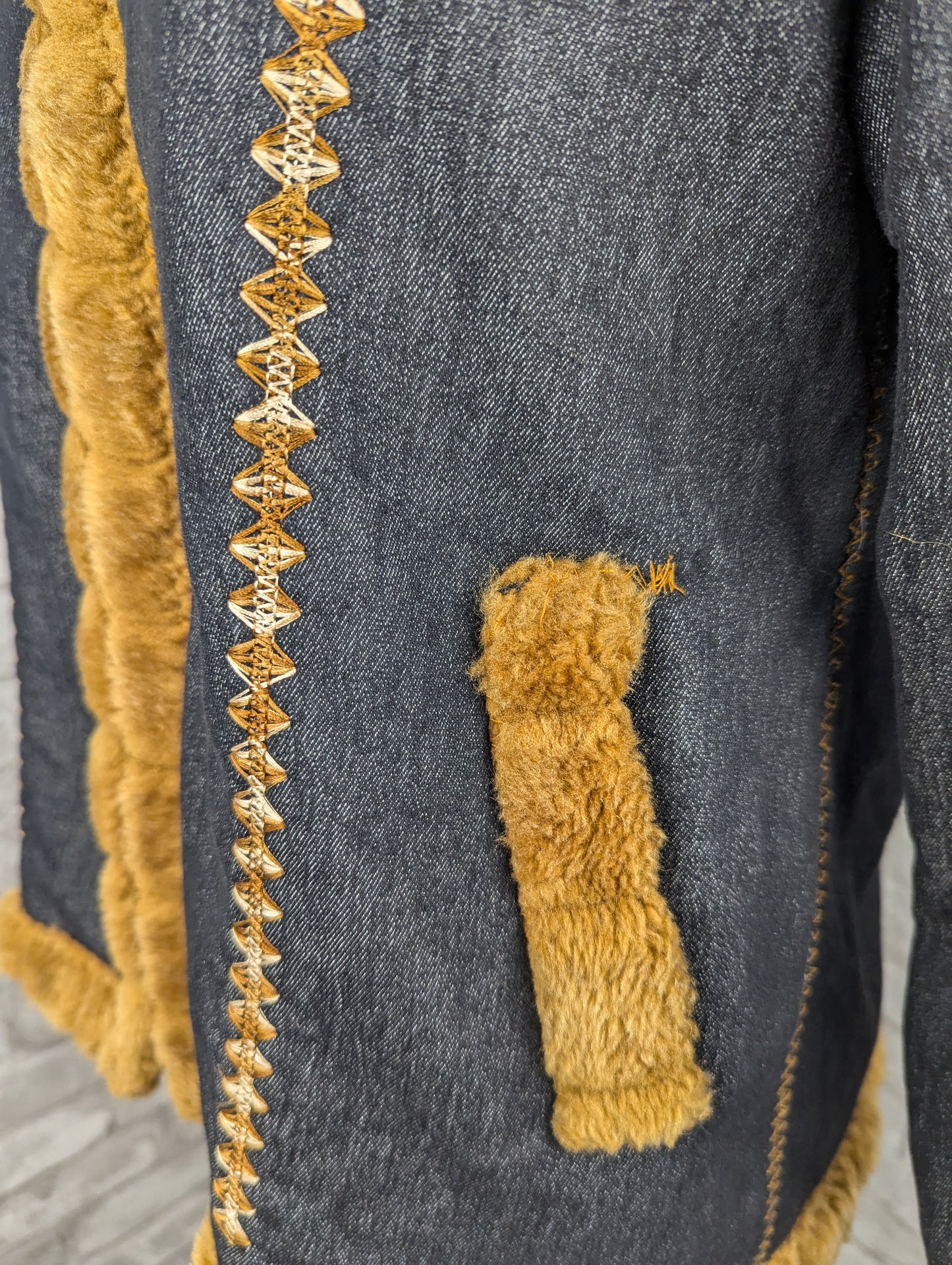 Vintage faux fur fleece jean jacket