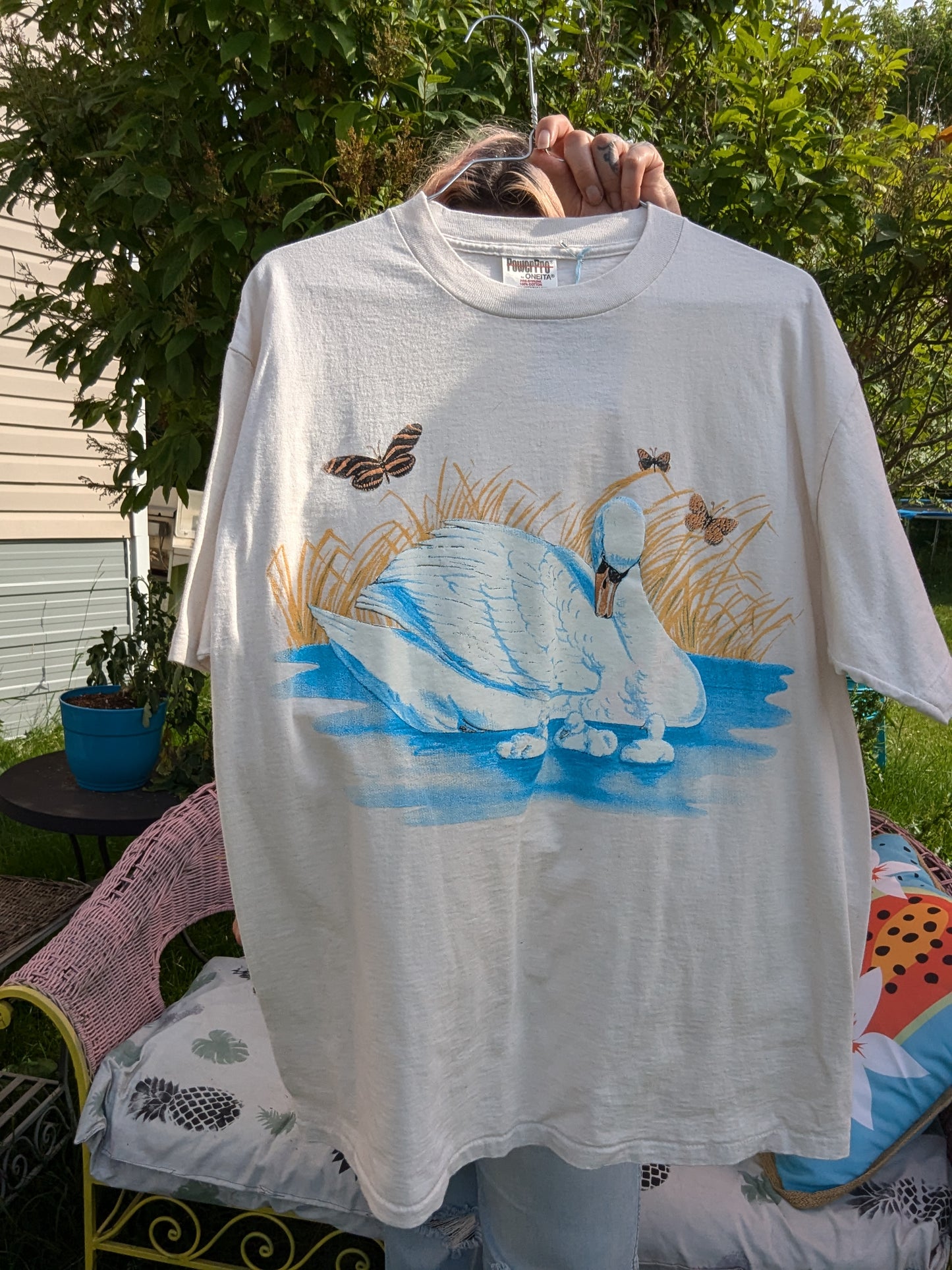 Vintage 90's swan & butterflies tshirt