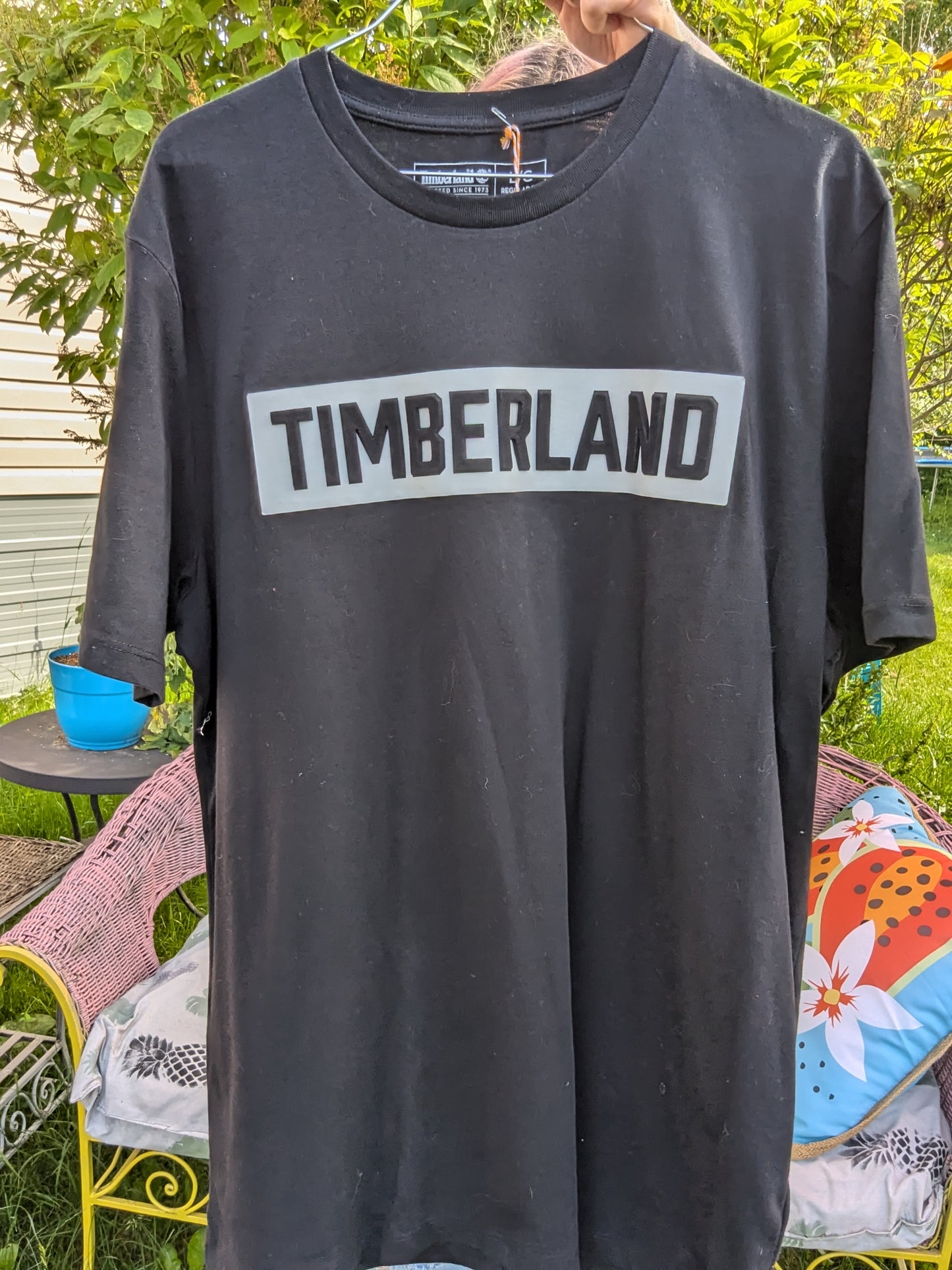 Timberland puffy reversed crest black tshirt